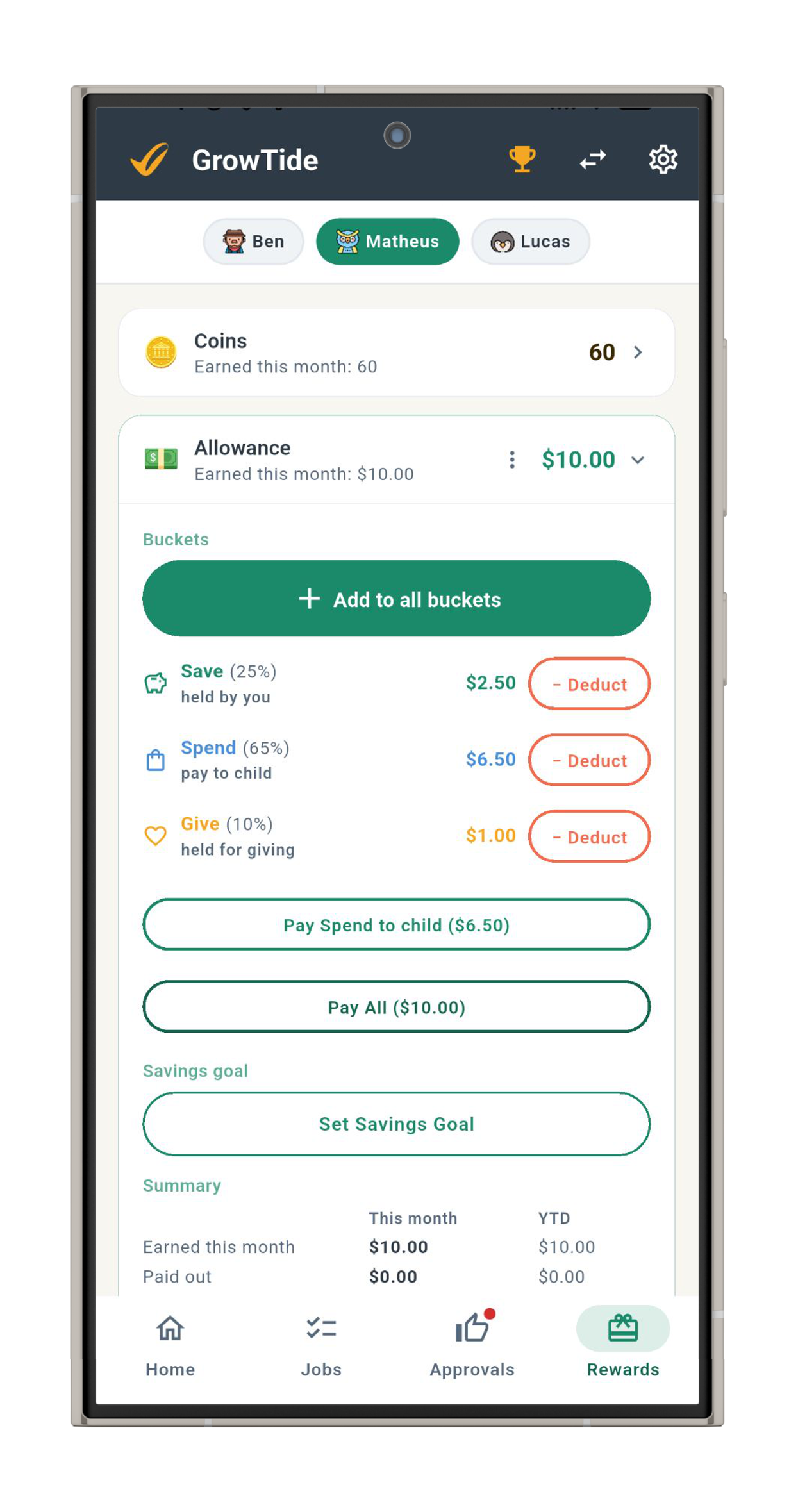 Allowance split view